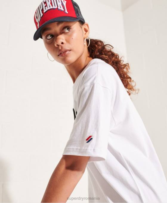 Superdry tricou mono arc varsity îmbrăcăminte alb femei JX0Z6300