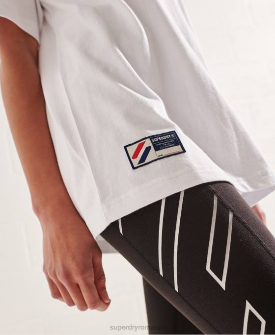 Superdry tricou mono arc varsity îmbrăcăminte alb femei JX0Z6300