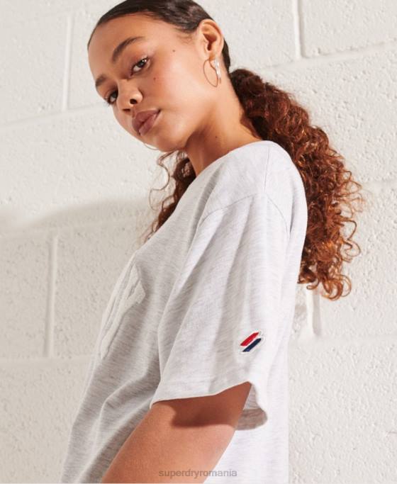 Superdry tricou mono arc varsity îmbrăcăminte gri deschis femei JX0Z6268