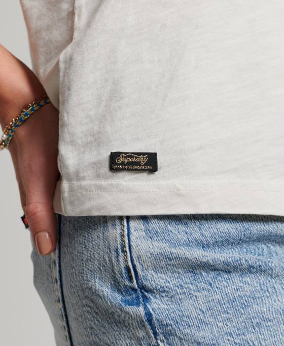 Superdry tricou narativ cu logo vintage îmbrăcăminte alb femei JX0Z2928