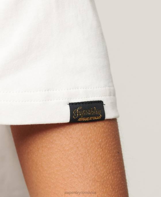 Superdry tricou narativ cu logo vintage îmbrăcăminte cremă femei JX0Z2157