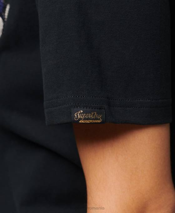 Superdry tricou narativ cu logo vintage îmbrăcăminte gri inchis femei JX0Z2175