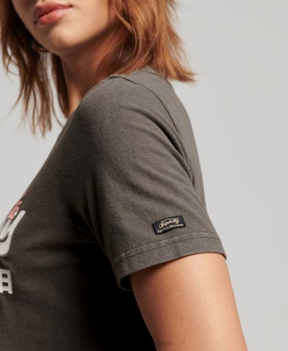 Superdry tricou narativ cu logo vintage îmbrăcăminte gri inchis femei JX0Z2190
