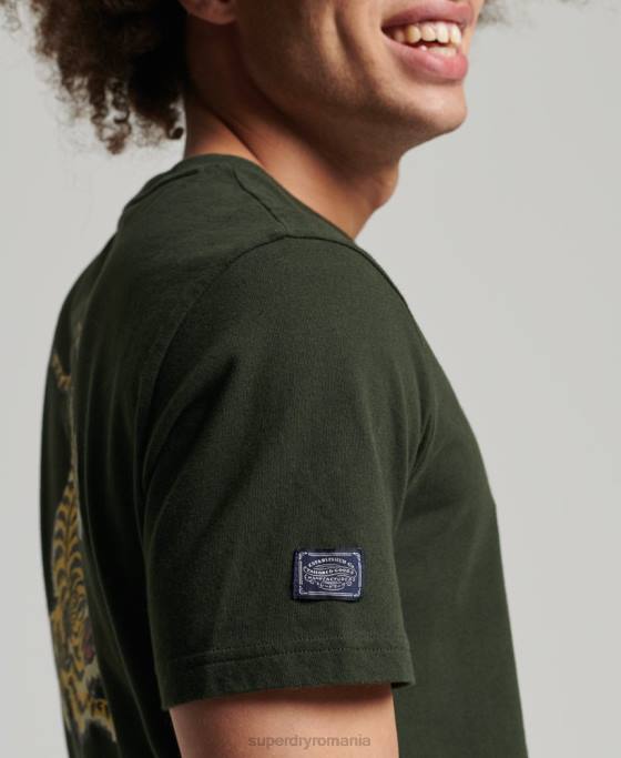 Superdry tricou narativ cu logo vintage îmbrăcăminte verde bărbați JX0Z4795