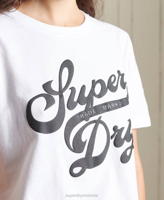 Superdry tricou negru îmbrăcăminte alb femei JX0Z6269