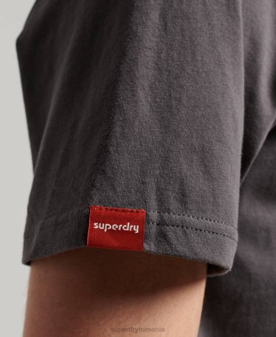 Superdry tricou neon cu logo vintage îmbrăcăminte gri inchis bărbați JX0Z18