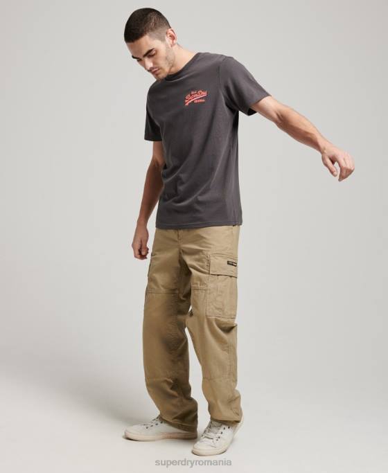 Superdry tricou neon cu logo vintage îmbrăcăminte gri inchis bărbați JX0Z18