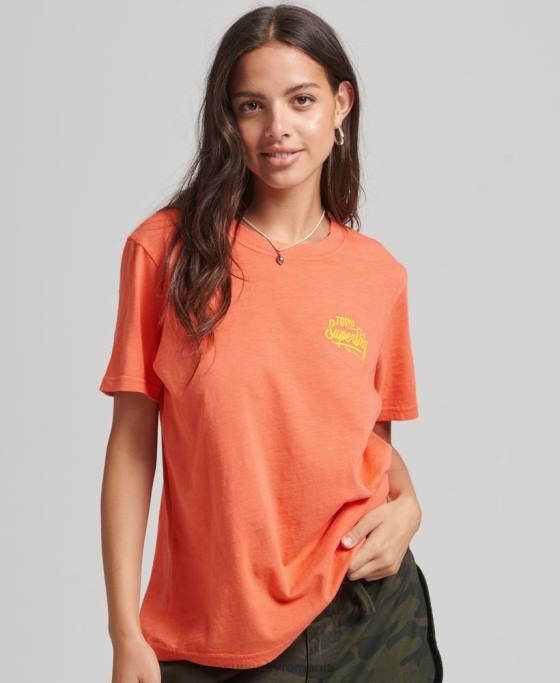 Superdry tricou neon stil script îmbrăcăminte coral femei JX0Z2770