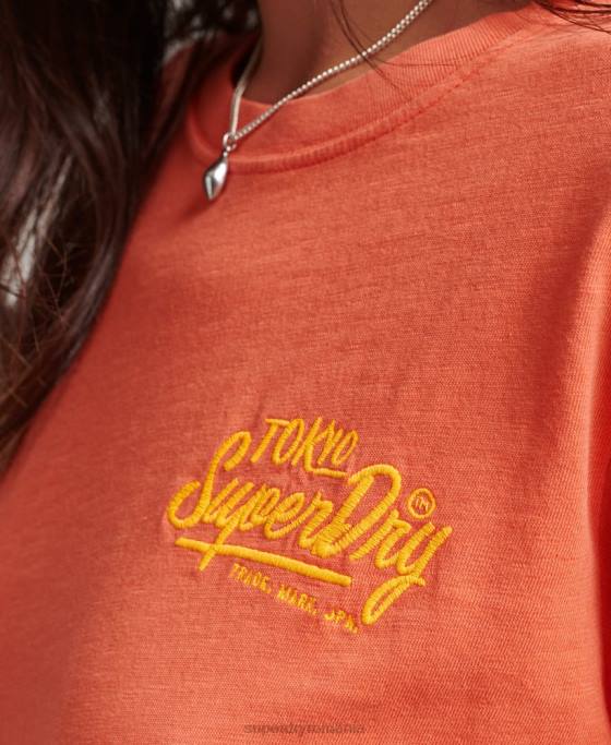 Superdry tricou neon stil script îmbrăcăminte coral femei JX0Z2770