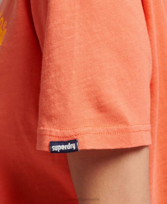 Superdry tricou neon stil script îmbrăcăminte coral femei JX0Z2770