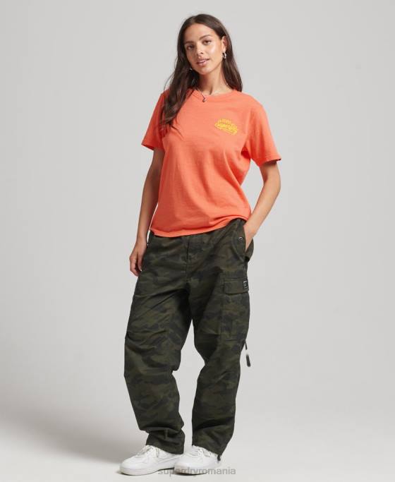 Superdry tricou neon stil script îmbrăcăminte coral femei JX0Z2770