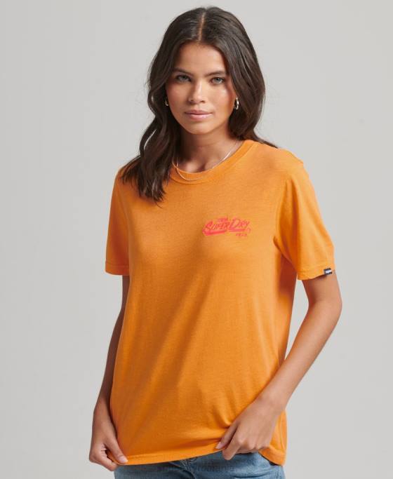 Superdry tricou neon stil script îmbrăcăminte portocale femei JX0Z2761