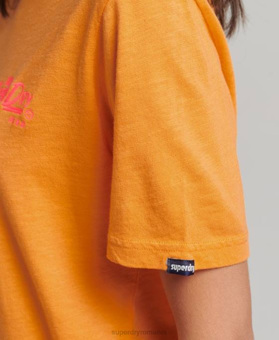 Superdry tricou neon stil script îmbrăcăminte portocale femei JX0Z2761