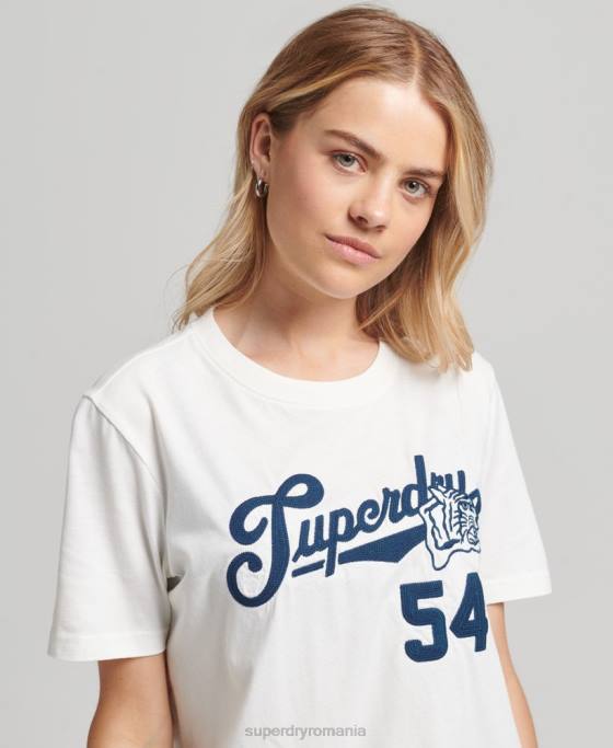 Superdry tricou pentru facultate în stil scenariu îmbrăcăminte alb femei JX0Z2777