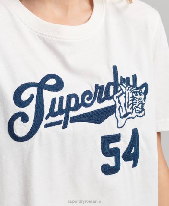 Superdry tricou pentru facultate în stil scenariu îmbrăcăminte alb femei JX0Z2777