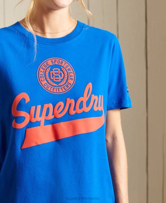 Superdry tricou pentru facultate în stil scenariu îmbrăcăminte albastru femei JX0Z2779