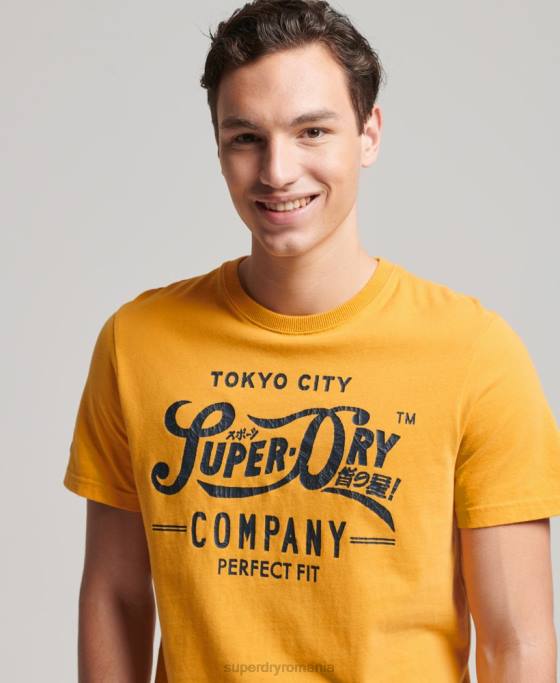 Superdry tricou pentru facultate în stil scenariu îmbrăcăminte galben bărbați JX0Z4948