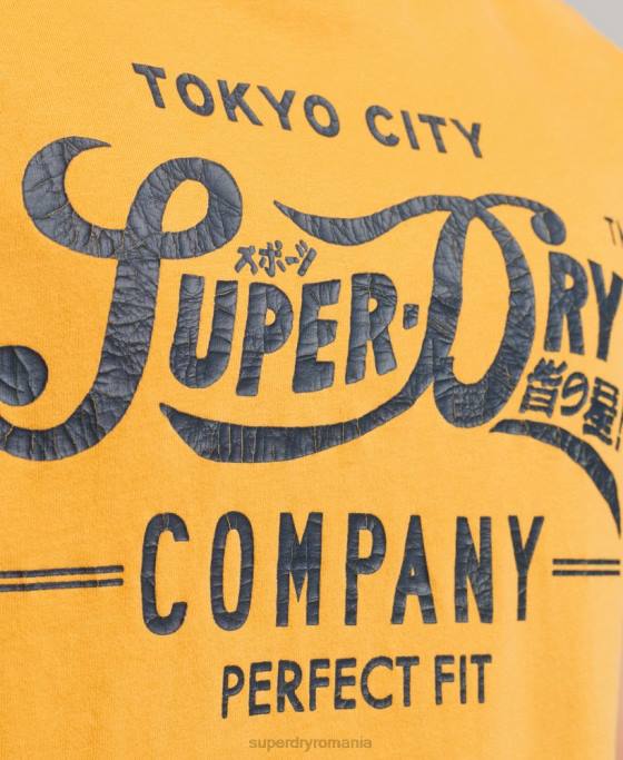 Superdry tricou pentru facultate în stil scenariu îmbrăcăminte galben bărbați JX0Z4948