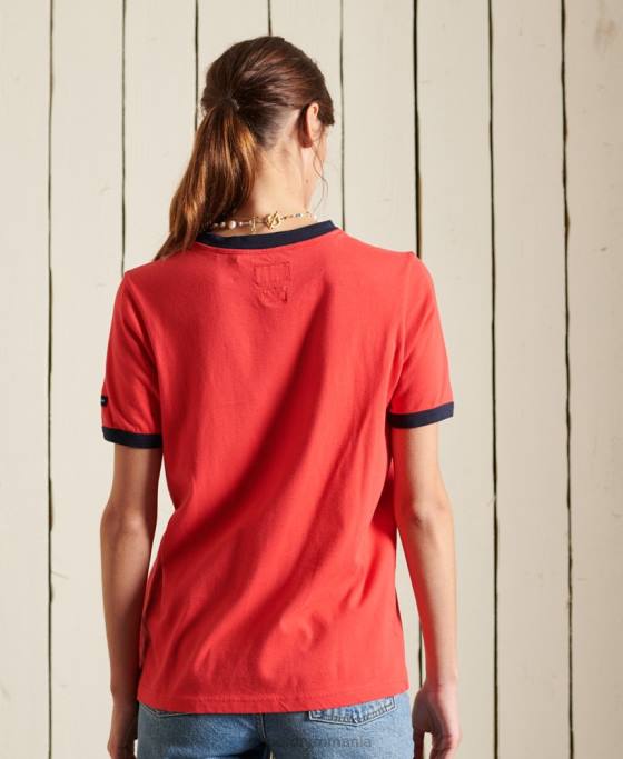 Superdry tricou pentru facultate în stil scenariu îmbrăcăminte roșu femei JX0Z2857