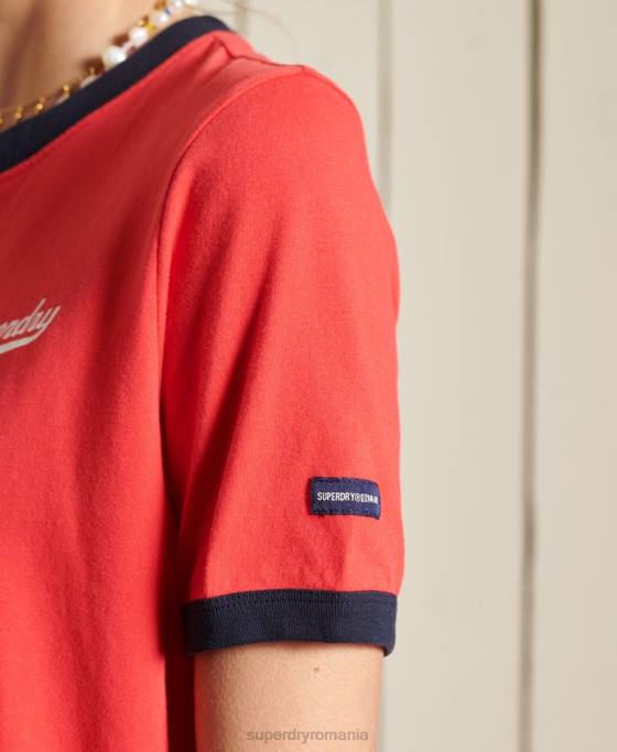Superdry tricou pentru facultate în stil scenariu îmbrăcăminte roșu femei JX0Z2857