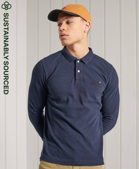 Superdry tricou polo clasic piqué din bumbac organic îmbrăcăminte marina bărbați JX0Z6492