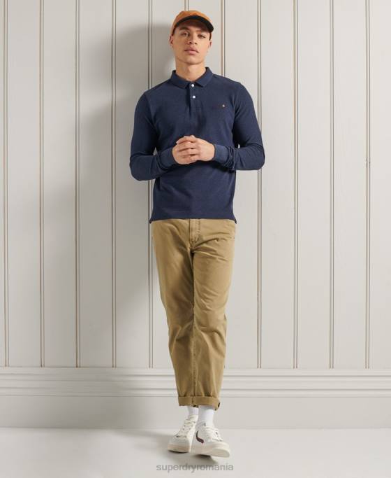 Superdry tricou polo clasic piqué din bumbac organic îmbrăcăminte marina bărbați JX0Z6492