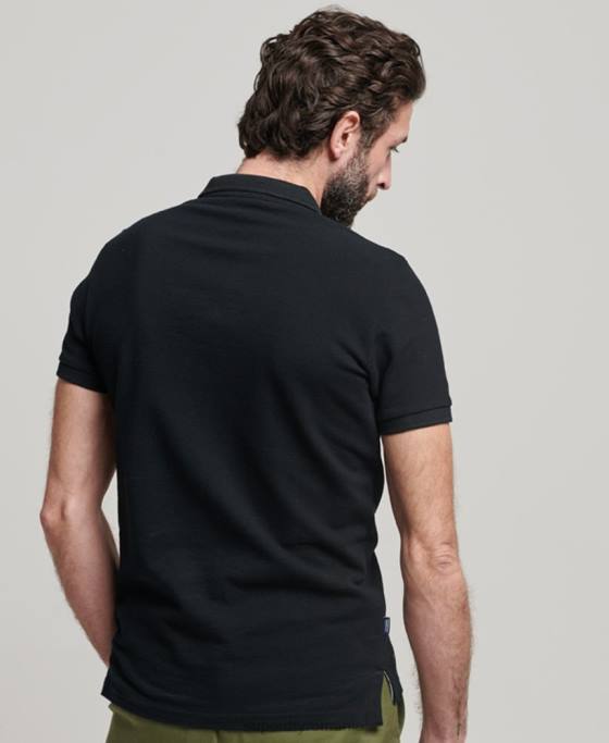 Superdry tricou polo clasic piqué îmbrăcăminte negru bărbați JX0Z36