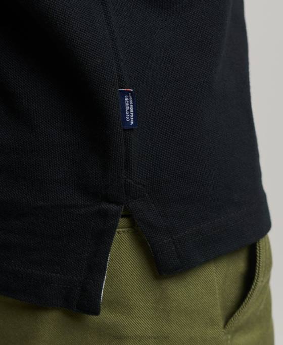 Superdry tricou polo clasic piqué îmbrăcăminte negru bărbați JX0Z36