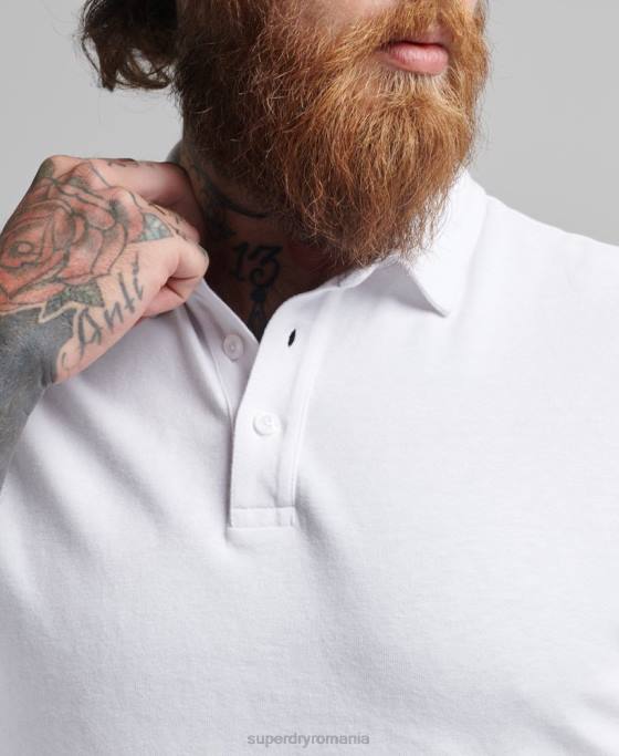 Superdry tricou polo din jerseu de bumbac cu maneca lunga îmbrăcăminte alb bărbați JX0Z6360