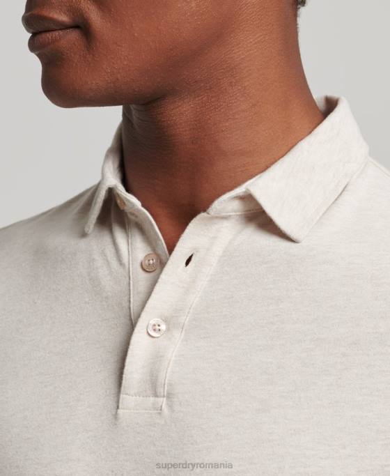 Superdry tricou polo din jerseu de bumbac cu maneca lunga îmbrăcăminte bej bărbați JX0Z6460