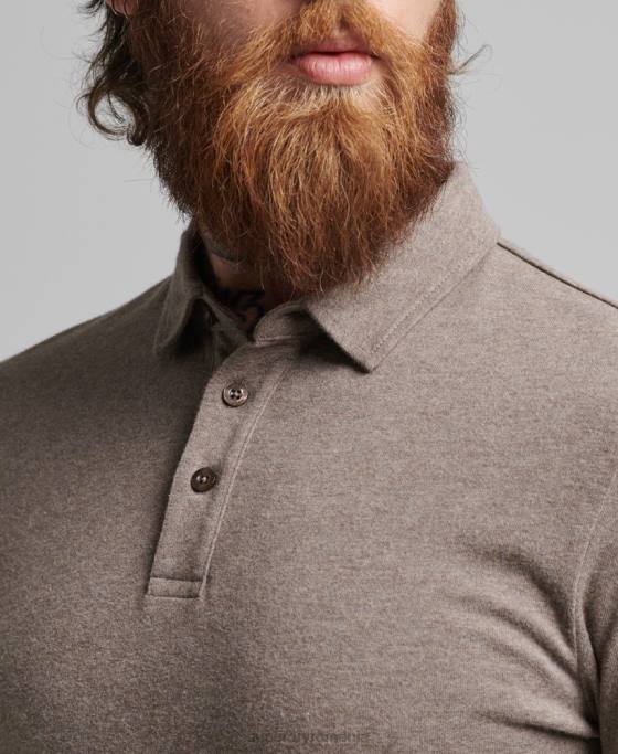 Superdry tricou polo din jerseu de bumbac cu maneca lunga îmbrăcăminte maro bărbați JX0Z6451