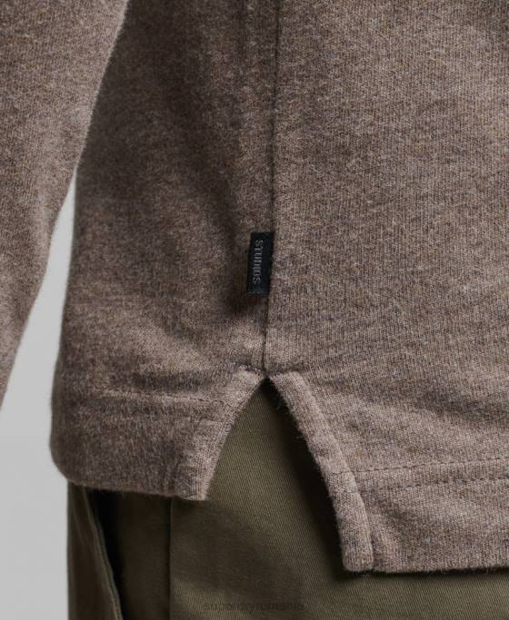 Superdry tricou polo din jerseu de bumbac cu maneca lunga îmbrăcăminte maro bărbați JX0Z6451