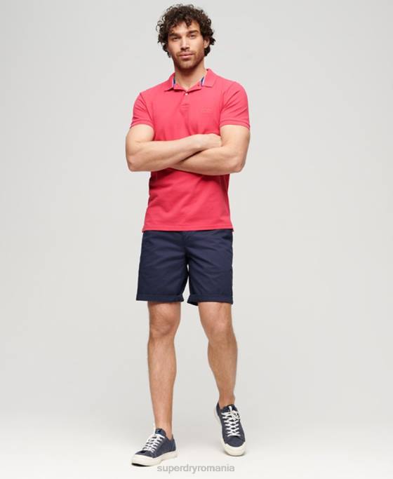 Superdry tricou polo distrus îmbrăcăminte roz bărbați JX0Z37