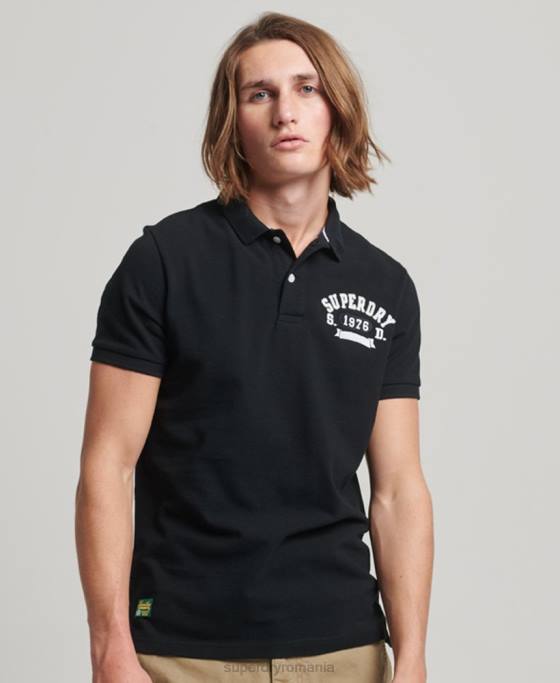 Superdry tricou polo superstat îmbrăcăminte negru bărbați JX0Z77