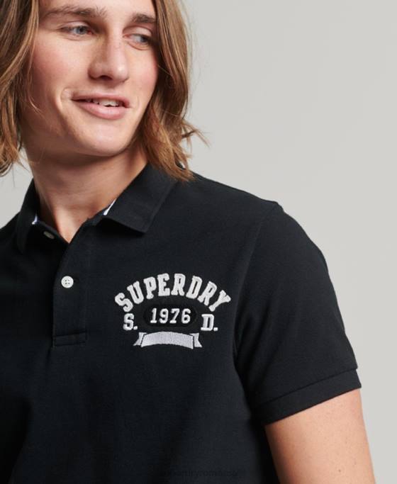 Superdry tricou polo superstat îmbrăcăminte negru bărbați JX0Z77
