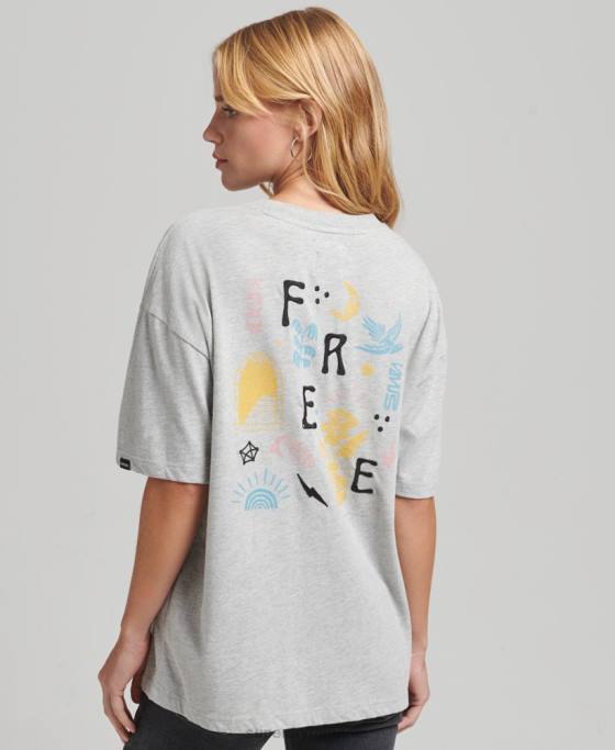 Superdry tricou popular nomade îmbrăcăminte gri femei JX0Z2838