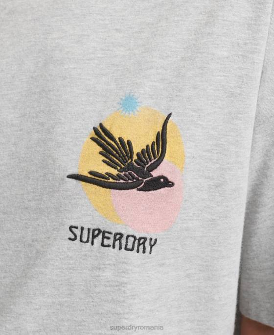 Superdry tricou popular nomade îmbrăcăminte gri femei JX0Z2838