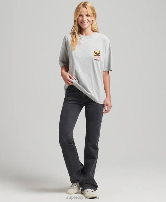Superdry tricou popular nomade îmbrăcăminte gri femei JX0Z2838