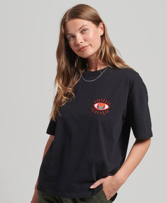 Superdry tricou popular nomade îmbrăcăminte negru femei JX0Z2789