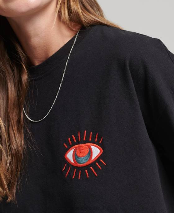 Superdry tricou popular nomade îmbrăcăminte negru femei JX0Z2789