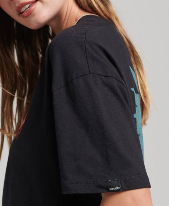 Superdry tricou popular nomade îmbrăcăminte negru femei JX0Z2789