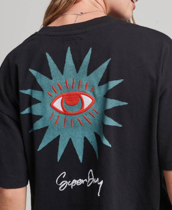 Superdry tricou popular nomade îmbrăcăminte negru femei JX0Z2789