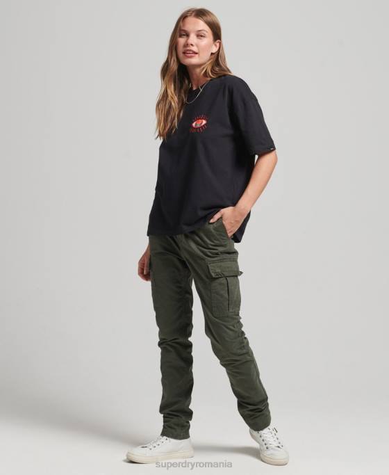 Superdry tricou popular nomade îmbrăcăminte negru femei JX0Z2789