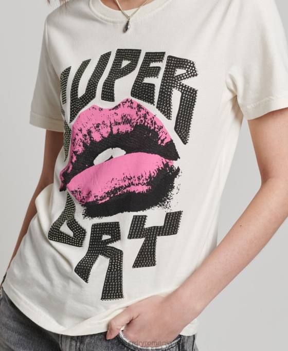 Superdry tricou poster lo-fi îmbrăcăminte alb femei JX0Z2717