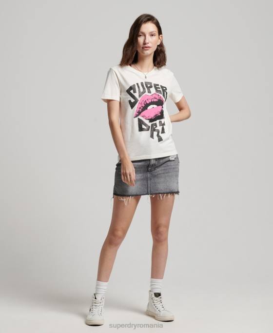 Superdry tricou poster lo-fi îmbrăcăminte alb femei JX0Z2717