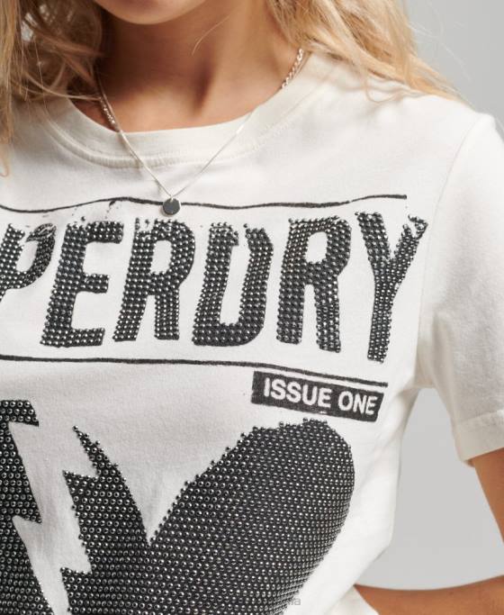 Superdry tricou poster lo-fi îmbrăcăminte cremă femei JX0Z2704