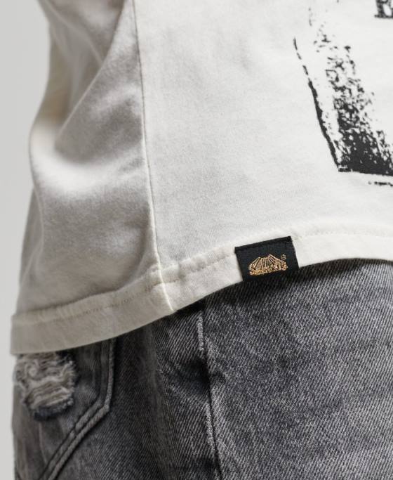 Superdry tricou poster lo-fi îmbrăcăminte cremă femei JX0Z2704