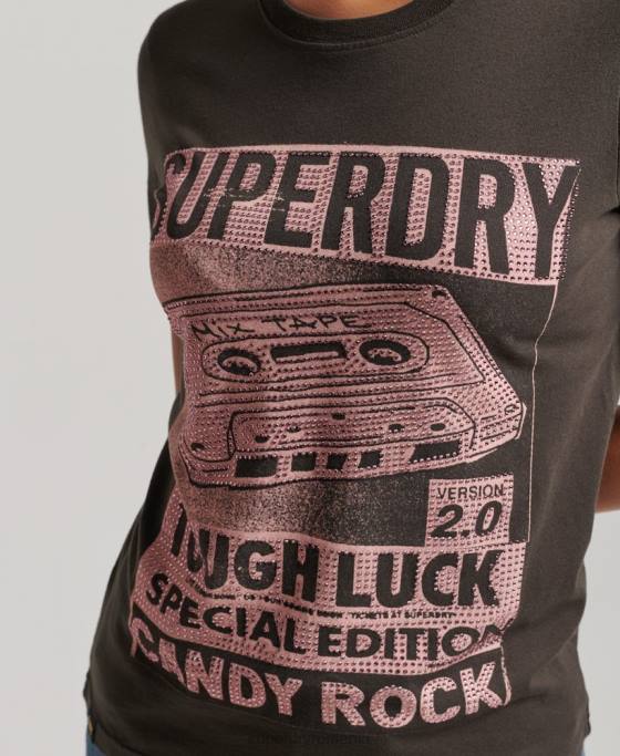 Superdry tricou poster lo-fi îmbrăcăminte gri inchis femei JX0Z2658