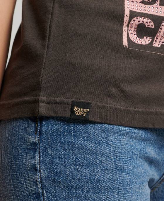 Superdry tricou poster lo-fi îmbrăcăminte gri inchis femei JX0Z2658