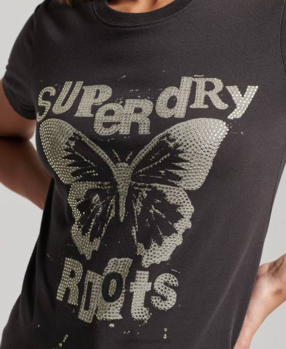 Superdry tricou poster lo-fi îmbrăcăminte gri inchis femei JX0Z2665